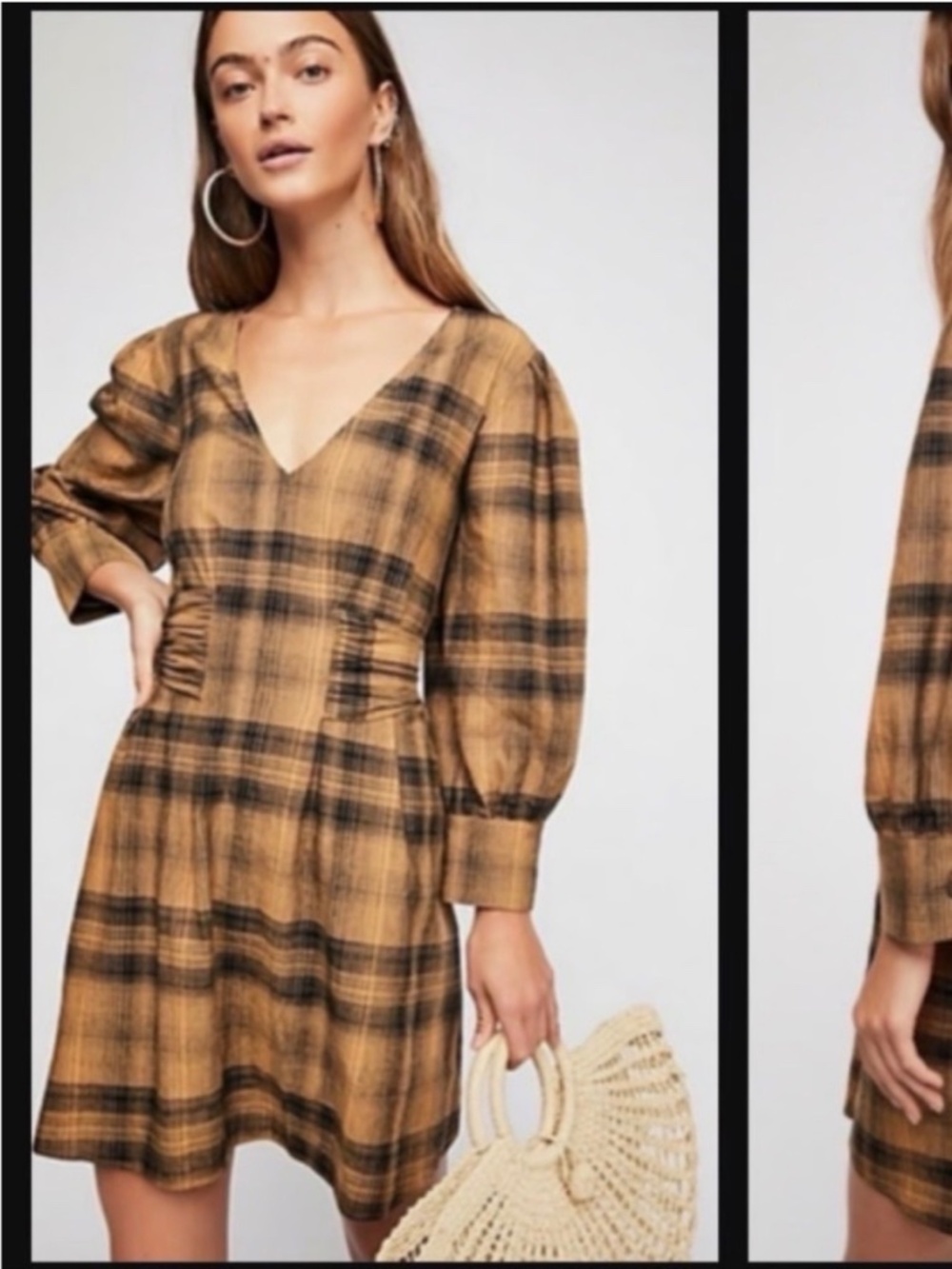 Free People Plaid Tie-Back Dress